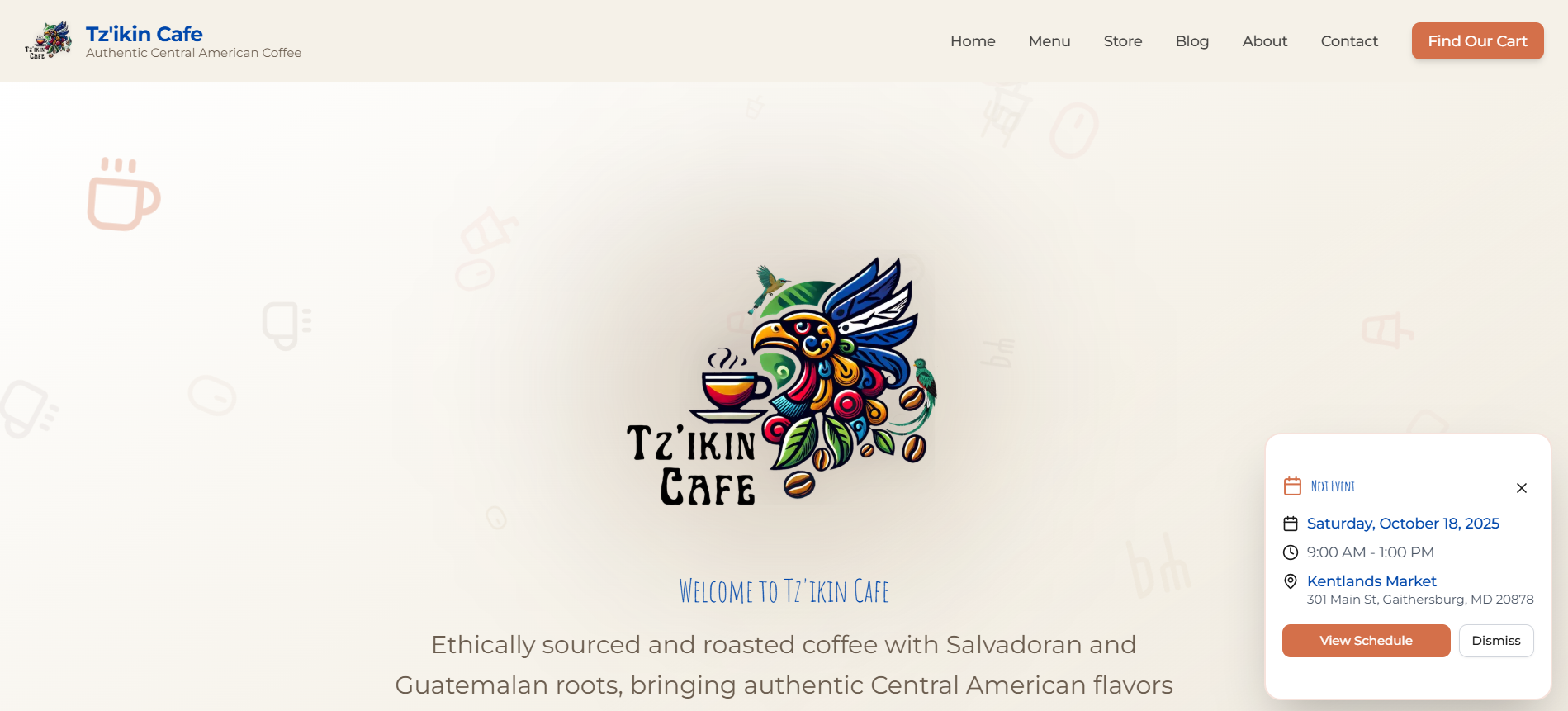 Tzikin Cafe Website
